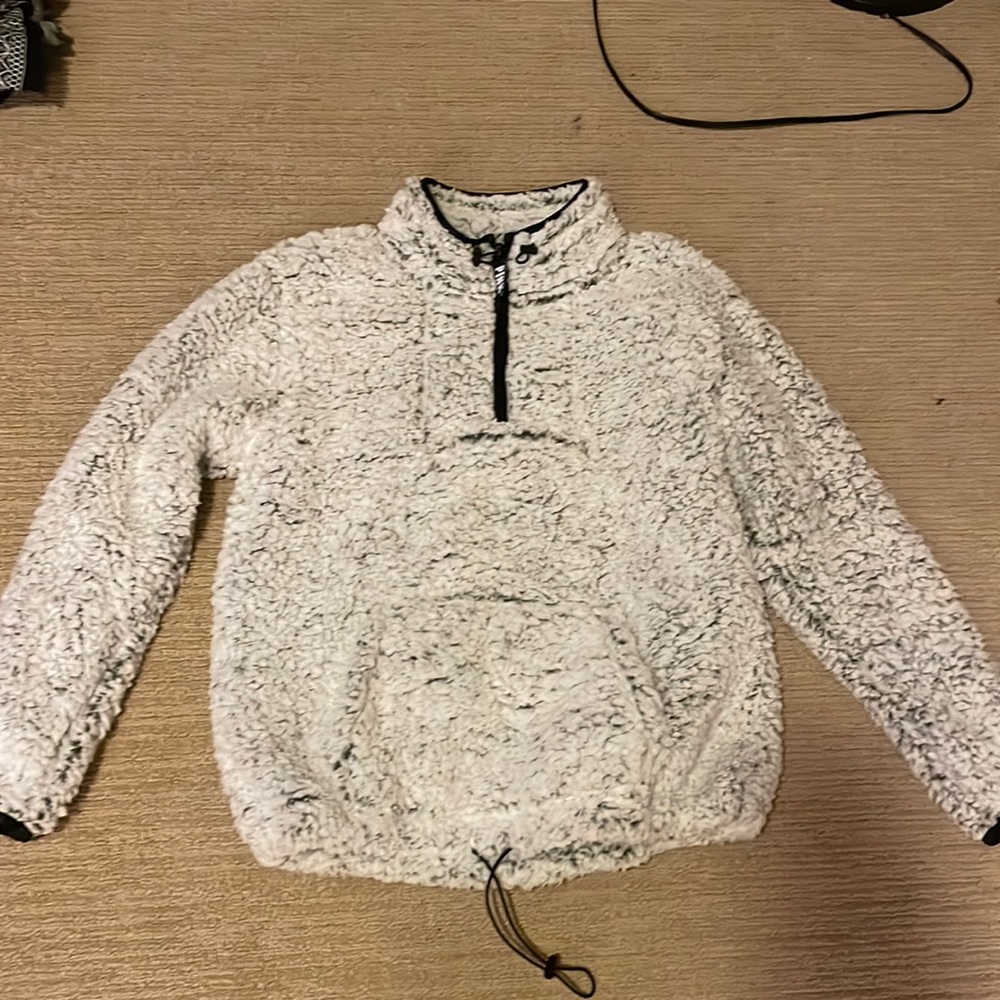 Victoria’s Secret Pink fuzzy quarter zip jacket, size medium